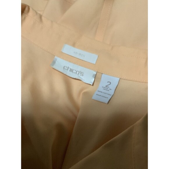 Chico’s Women’s 2 US L Peach No Iron 3/4 Sleeve Women’s Button Blouse Workwear - Picture 5 of 9